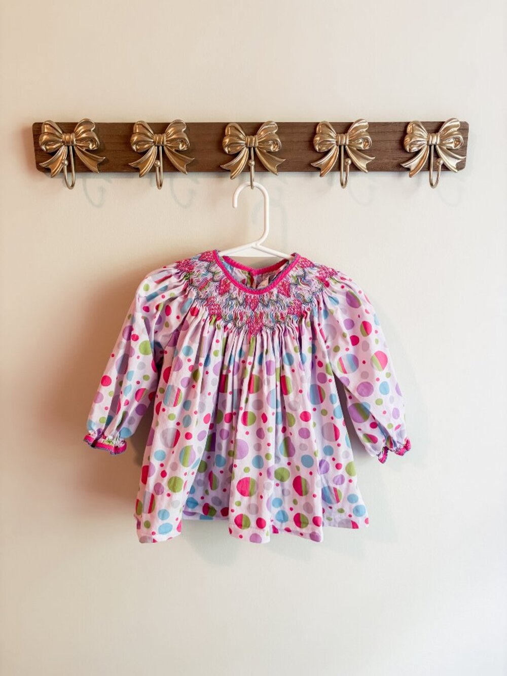 Petit Ami girls size 2T smocked polka dot top